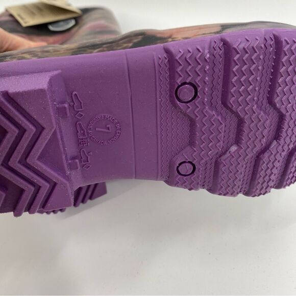 Kamik Black and Pink Floral Waterproof Rain Boots size 7 - Picture 4 of 5